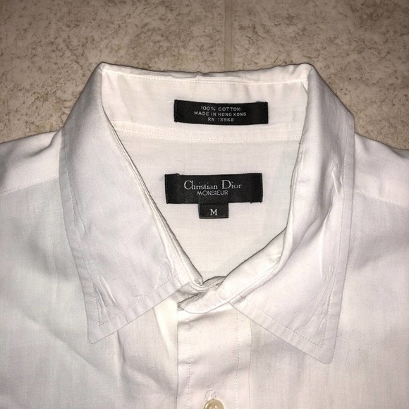 Vtg White Dior Shirt Sz M - Picture 1 of 2